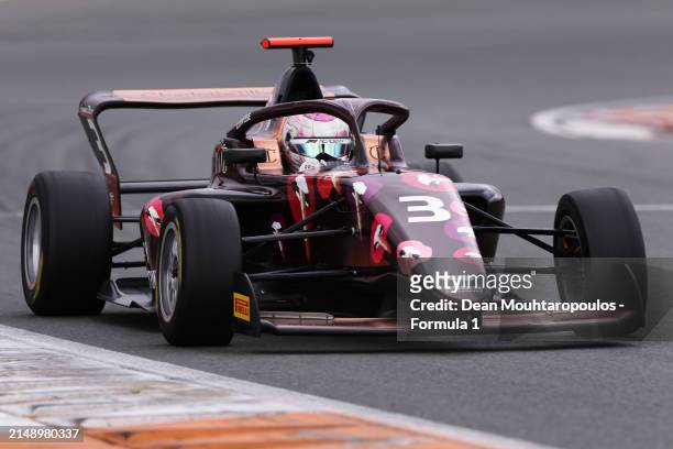 Lola Lovinfosse of France and Rodin Motorsport drives on track during F1 Academy Testing at Circuit Zandvoort on April 17, 2024 in Zandvoort,...