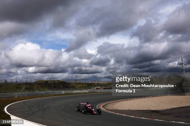 Abbi Pulling of Great Britain and Rodin Motorsport drives on track during F1 Academy Testing at Circuit Zandvoort on April 17, 2024 in Zandvoort,...