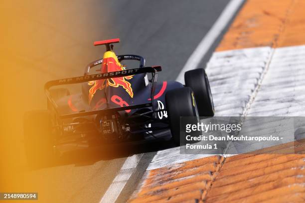 Hamda Al Qubaisi of United Arab Emirates and MP Motorsport drives on track during F1 Academy Testing at Circuit Zandvoort on April 17, 2024 in...