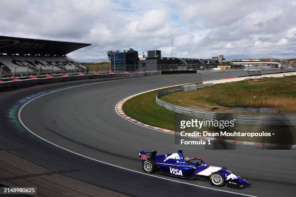 Amna Al Qubaisi of United Arab Emirates and MP Motorsport drives on track during F1 Academy Testing at Circuit Zandvoort on April 17, 2024 in...