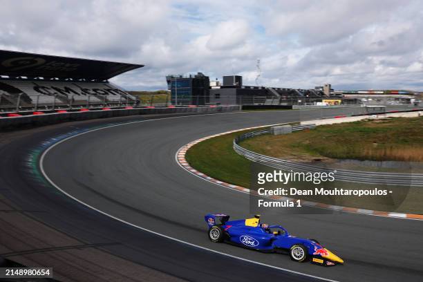 Emely de Heus of Netherlands and MP Motorsport drives on track during F1 Academy Testing at Circuit Zandvoort on April 17, 2024 in Zandvoort,...
