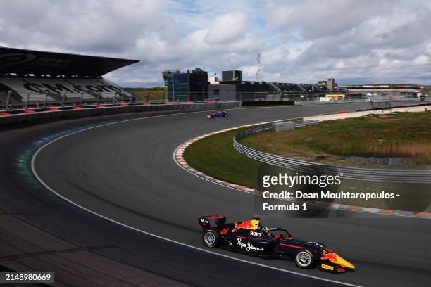 Hamda Al Qubaisi of United Arab Emirates and MP Motorsport drives on track during F1 Academy Testing at Circuit Zandvoort on April 17, 2024 in...