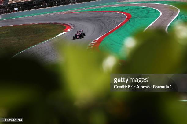 Gabriele Mini of Italy and PREMA Racing drives on track during day two of Formula 3 Testing at Circuit de Barcelona-Catalunya on April 17, 2024 in...