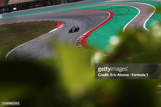 Nikola Tsolov of Bulgaria and ART Grand Prix drives it during day two of Formula 3 Testing at Circuit de Barcelona-Catalunya on April 17, 2024 in...
