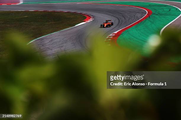 Alex Dunne of Ireland and MP Motorsport drives on track during day two of Formula 3 Testing at Circuit de Barcelona-Catalunya on April 17, 2024 in...