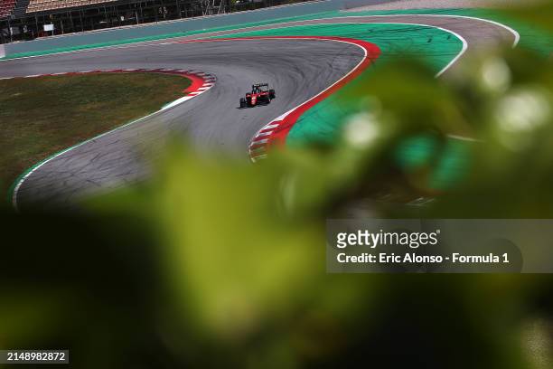 Laurens van Hoepen of Netherlands and ART Grand Prix drives on track during day two of Formula 3 Testing at Circuit de Barcelona-Catalunya on April...