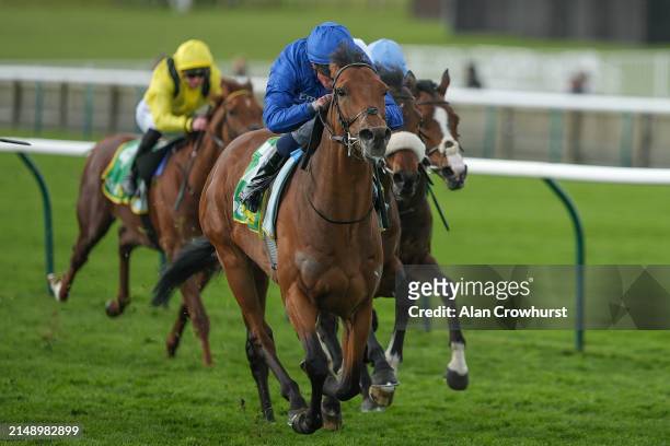 William Buick riding Ottoman Fleet win The bet365 Earl Of Sefton Stakes at Newmarket Racecourse on April 17, 2024 in Newmarket, England.