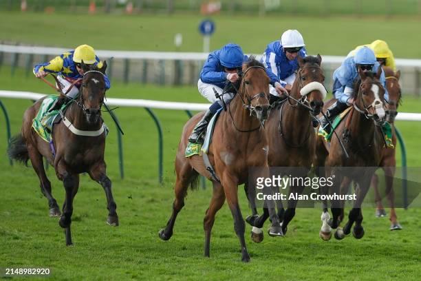 William Buick riding Ottoman Fleet win The bet365 Earl Of Sefton Stakes at Newmarket Racecourse on April 17, 2024 in Newmarket, England.