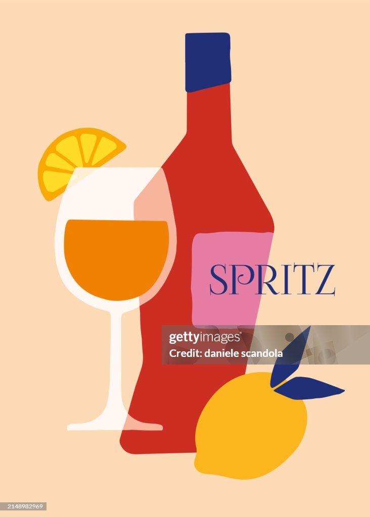 Spritz Cocktail con Naranja y botella.