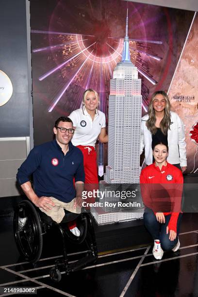 Blake Haxton, Jessica Long, Kaleo Kanahele Maclay, and Evita Griskenas attend as U.S.A. Olympians and Paralympians Light the Empire State Building to...