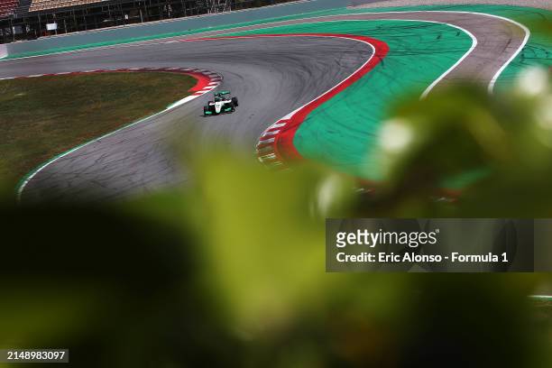 Charlie Wurz of Austria and Jenzer Motorsport drives on track during day two of Formula 3 Testing at Circuit de Barcelona-Catalunya on April 17, 2024...