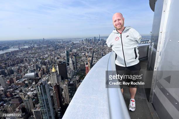 Matthew Stutzman attends as U.S.A. Olympians and Paralympians Light the Empire State Building to Mark 100 Days Out from the Olympics at The Empire...