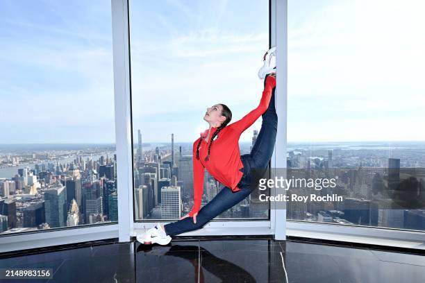 Evita Griskenas attends as U.S.A. Olympians and Paralympians Light the Empire State Building to Mark 100 Days Out from the Olympics at The Empire...