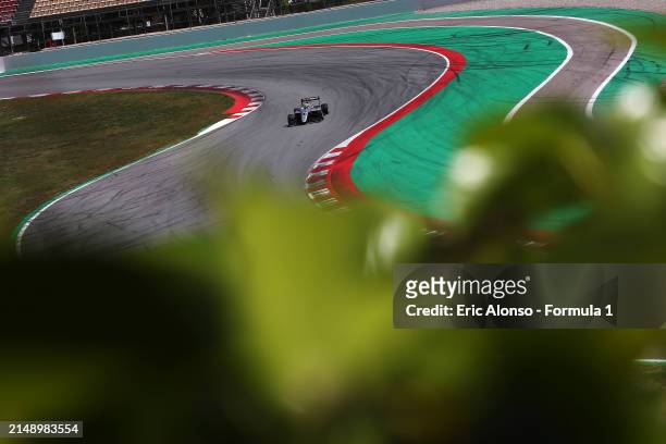 Cian Shields of Great Britain and Hitech Pulse-Eight drives on track during day two of Formula 3 Testing at Circuit de Barcelona-Catalunya on April...