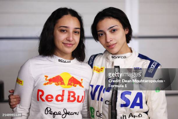 Hamda Al Qubaisi of United Arab Emirates and MP Motorsport and Amna Al Qubaisi of United Arab Emirates and MP Motorsport pose for a photo during F1...