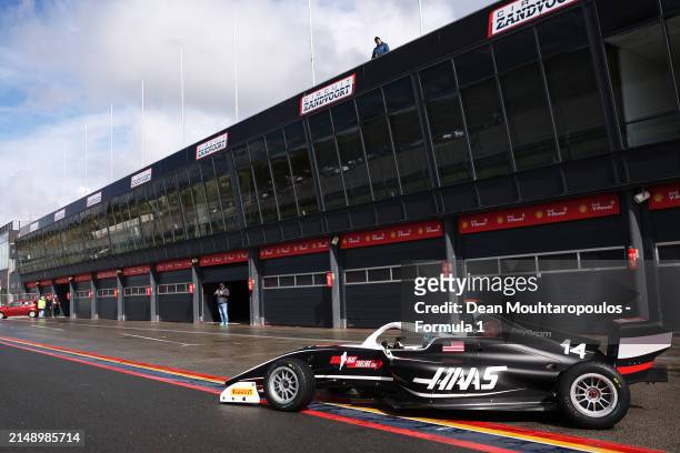 Chloe Chambers of United States and Campos Racing leaves the garage during F1 Academy Testing at Circuit Zandvoort on April 17, 2024 in Zandvoort,...