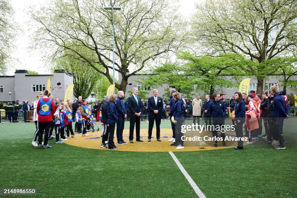 King Felipe VI of Spain with King Willem-Alexander of the Netherlands as they visit the Johan Cruyff Foundation for children with special needs,...