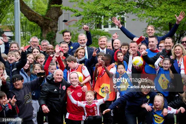 King Felipe VI of Spain with King Willem-Alexander of the Netherlands as they visit the Johan Cruyff Foundation for children with special needs...