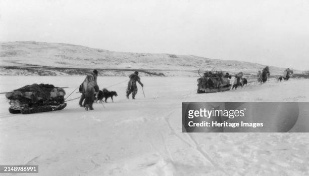 Eskimos on their way to the sea, between circa 1900 and 1929. Creator: Unknown.