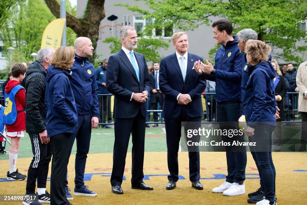 King Felipe VI of Spain with King Willem-Alexander of the Netherlands as they visit the Johan Cruyff Foundation for children with special needs...