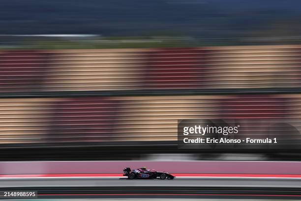 Sophia Floersch of Germany and Van Amersfoort Racing drives on track during day two of Formula 3 Testing at Circuit de Barcelona-Catalunya on April...