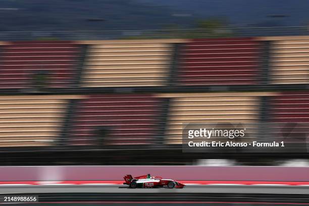 Dino Beganovic of Sweden and PREMA Racing drives on track during day two of Formula 3 Testing at Circuit de Barcelona-Catalunya on April 17, 2024 in...
