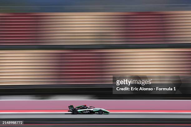 Matias Zagazeta of Peru and Jenzer Motorsport drives on track during day two of Formula 3 Testing at Circuit de Barcelona-Catalunya on April 17, 2024...