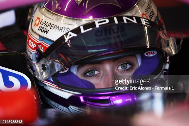 Sophia Floersch of Germany and Van Amersfoort Racing prepares to drive in the garage during day two of Formula 3 Testing at Circuit de...
