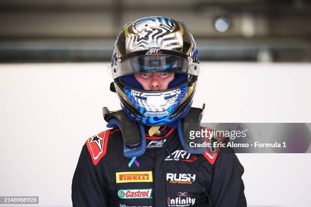 Christian Mansell of Australia and ART Grand Prix prepares to drive in the garage during day two of Formula 3 Testing at Circuit de...