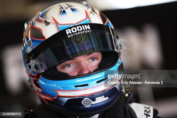 Callum Voisin of Great Britain and Rodin Motorsport prepares to drive in the garage during day two of Formula 3 Testing at Circuit de...