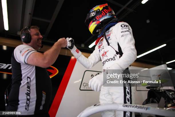 Sebastian Montoya of Colombia and Campos Racing prepares to drive in the garage during day two of Formula 3 Testing at Circuit de Barcelona-Catalunya...