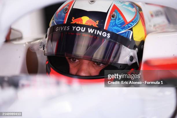 Sebastian Montoya of Colombia and Campos Racing prepares to drive in the garage during day two of Formula 3 Testing at Circuit de Barcelona-Catalunya...