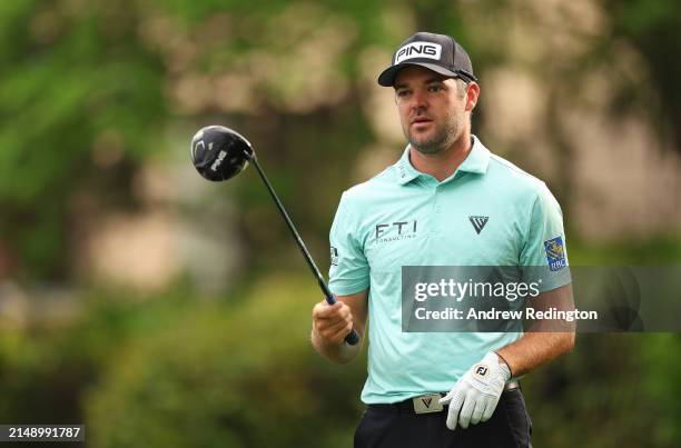 Corey Conners of Canada in action during the pro-am prior to the RBC Heritage at Harbour Town Golf Links on April 17, 2024 in Hilton Head Island,...