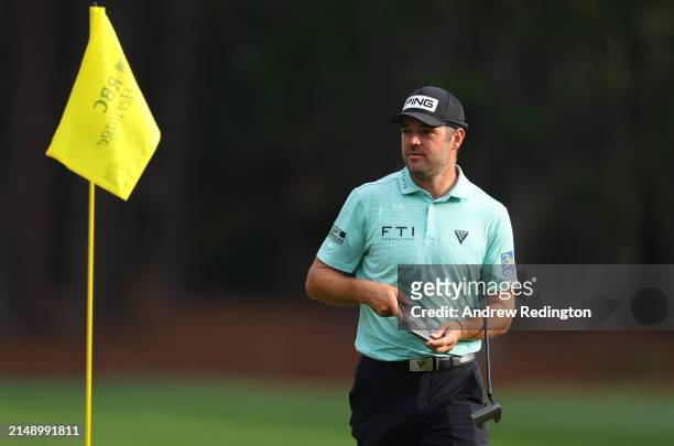 Corey Conners of Canada in action during the pro-am prior to the RBC Heritage at Harbour Town Golf Links on April 17, 2024 in Hilton Head Island,...