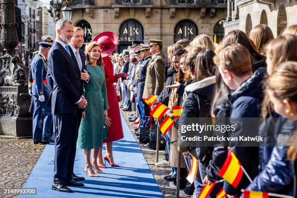 King Willem-Alexander of The Netherlands and Queen Maxima of The Netherlands welcome King Felipe of Spain and Queen Letizia of Spain with an official...