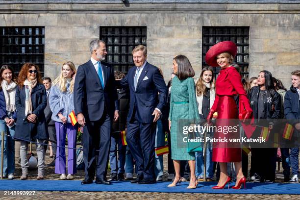 King Willem-Alexander of The Netherlands and Queen Maxima of The Netherlands welcome King Felipe of Spain and Queen Letizia of Spain with an official...