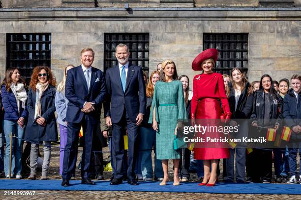 King Willem-Alexander of The Netherlands and Queen Maxima of The Netherlands welcome King Felipe of Spain and Queen Letizia of Spain with an official...