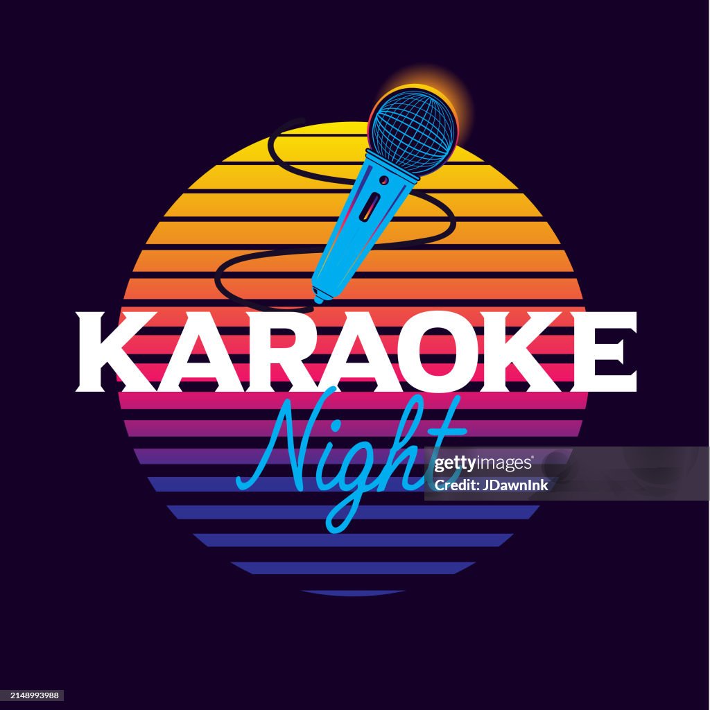 Karaoke Night Sign Advertisement Design Concept For Restaurants And ...