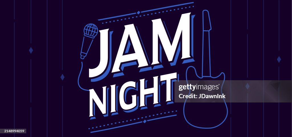 Jam Night Lettering Jam Night Sign Advertisement Design Concept For Restaurants And Bars ...