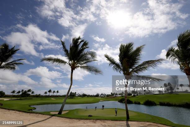 General view of the third green prior to the Corales Puntacana Championship at Puntacana Resort & Club, Corales Golf Course on April 17, 2024 in...