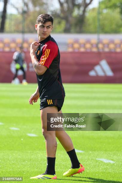 Roma player Paulo Dybala during the UEFA Europa League 2023/24 quarter-final second leg training session at Centro Sportivo Fulvio Bernardini on...
