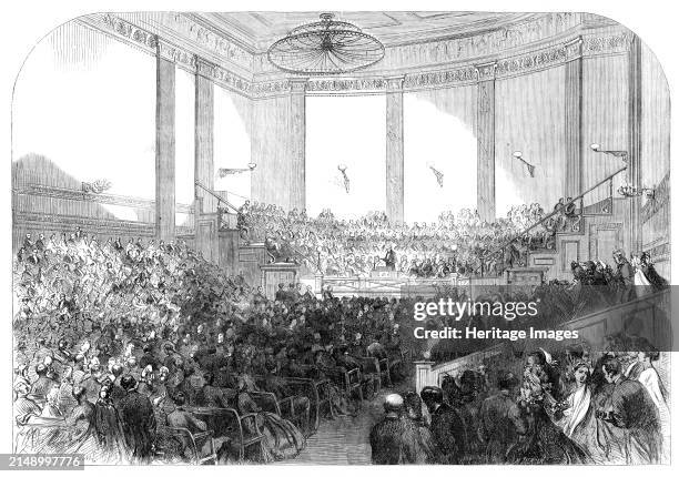 The Social Science Congress at New York: Lord Brougham, the president, delivering his address in the Festival Concert-room, 1864. Henry Peter...