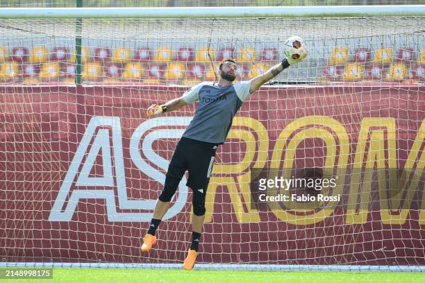 Roma player Rui Patricio during the UEFA Europa League 2023/24 quarter-final second leg training session at Centro Sportivo Fulvio Bernardini on...