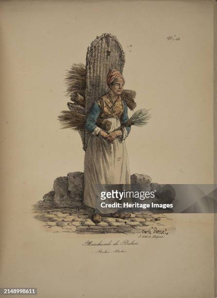 Broom seller. From the Series 'Cris de Paris' , 1815. Private Collection. Creator: Vernet, Carle .