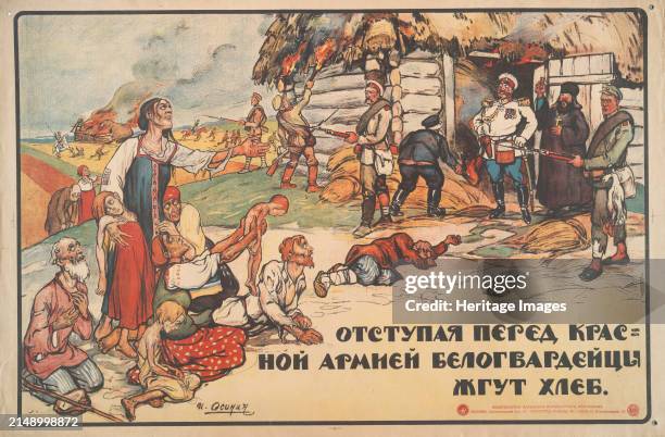 White troops burn bread, 1919. Private Collection. Creator: Osinin, I. .