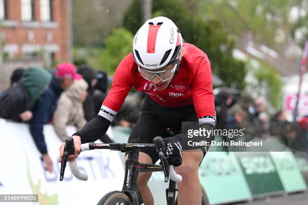 Julie Bego of France and Cofidis Women Team crosses the finish line during the 27th La Fleche Wallonne Feminine 2024 a 146km one day race from Huy to...