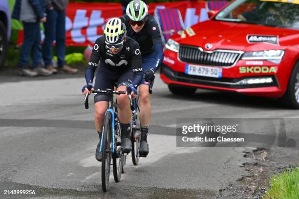 Sara Martin of Spain and Movistar Team and Julie Van De Velde of Belgium and Team AG Insurance - Soudal Team compete in the breakaway during the 27th...