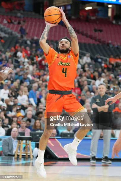 Jaelen House the west squad drives to the basket during the Reeses College All-Star Game at the Final Four for the NCAA Men's Basketball Tournament...