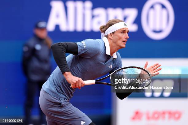Alexander Zverev of Germany runs during his second round match against Jurij Rodionov of Austria on day 5 of the BMW Open at MTTC IPHITOS on April...