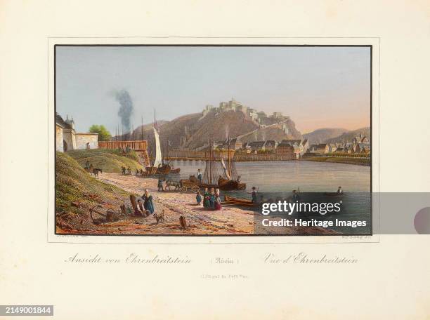 View of Ehrenbreitstein on the Rhine, 1825. Private Collection. Creator: Dielmann, Jakob Fürchtegott .